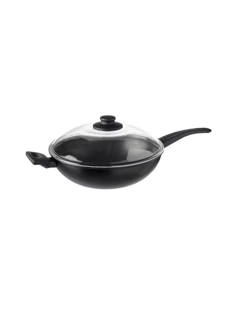 Wok with lid, black28 cm