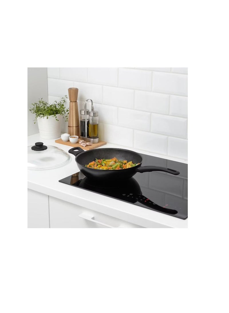 Wok with lid, black28 cm