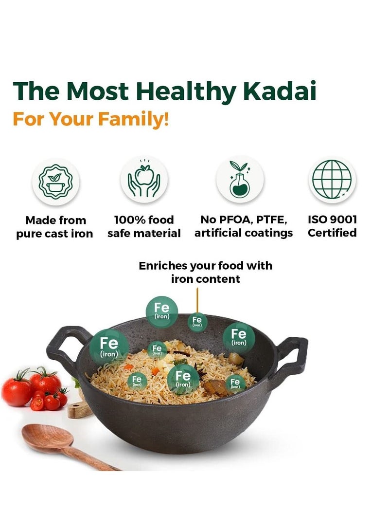 Pre Seasoned Cast Iron Kadhai  10 Inch