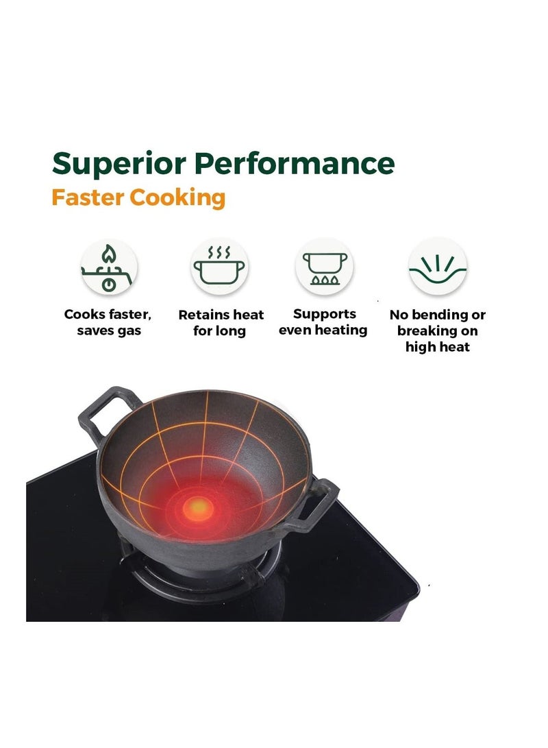 Pre Seasoned Cast Iron Kadhai  10 Inch