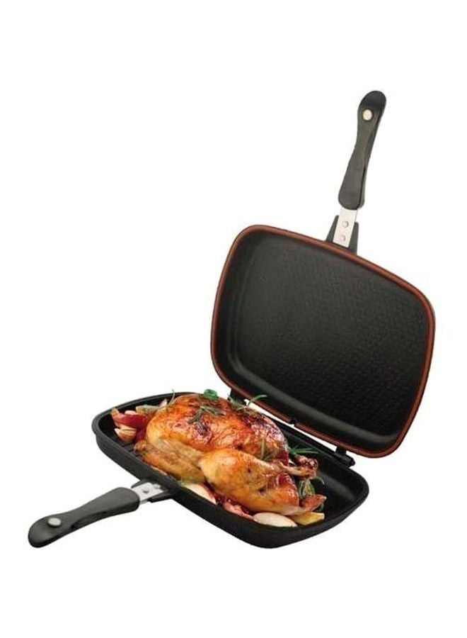 Double Sided Grill Pan Black/Silver 36x15x8cm