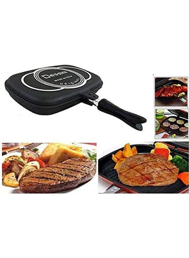 Double Sided Grill Pan Black/Silver 36x15x8cm