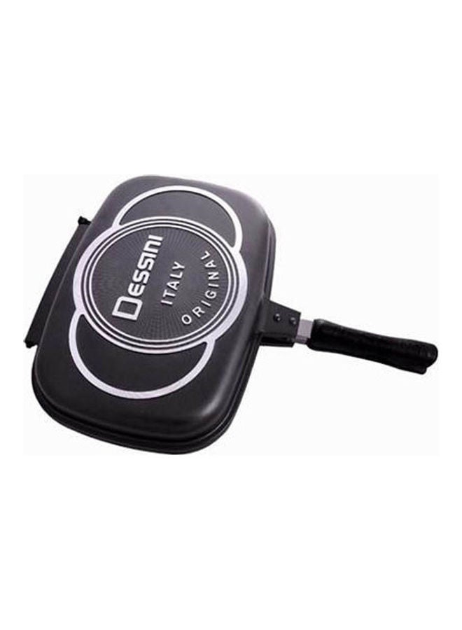 Aluminum Two-Sided Double Grill Non-Stick Pressure Pan Black 36cm