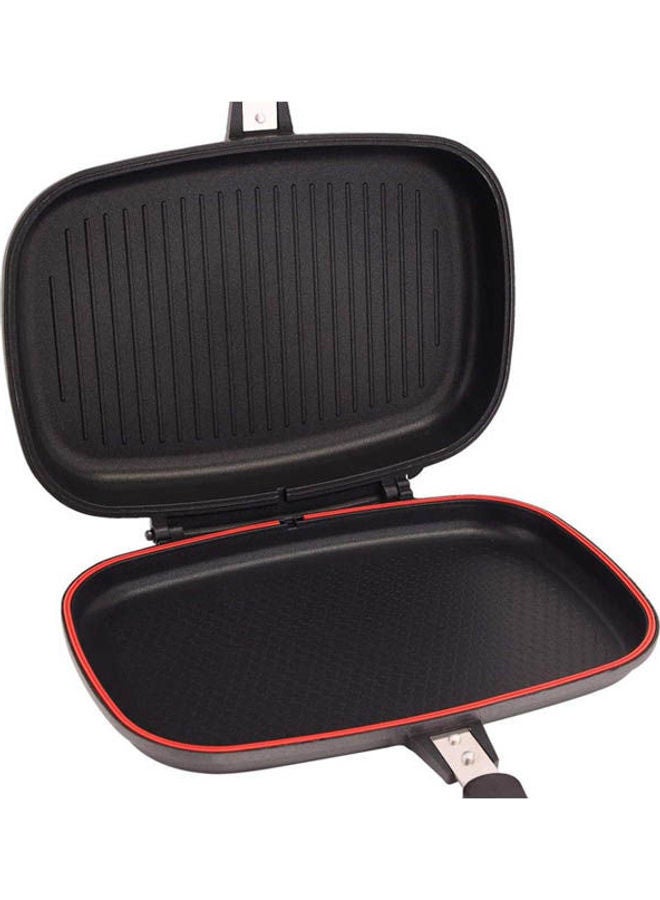 Aluminum Two-Sided Double Grill Non-Stick Pressure Pan Black 36cm