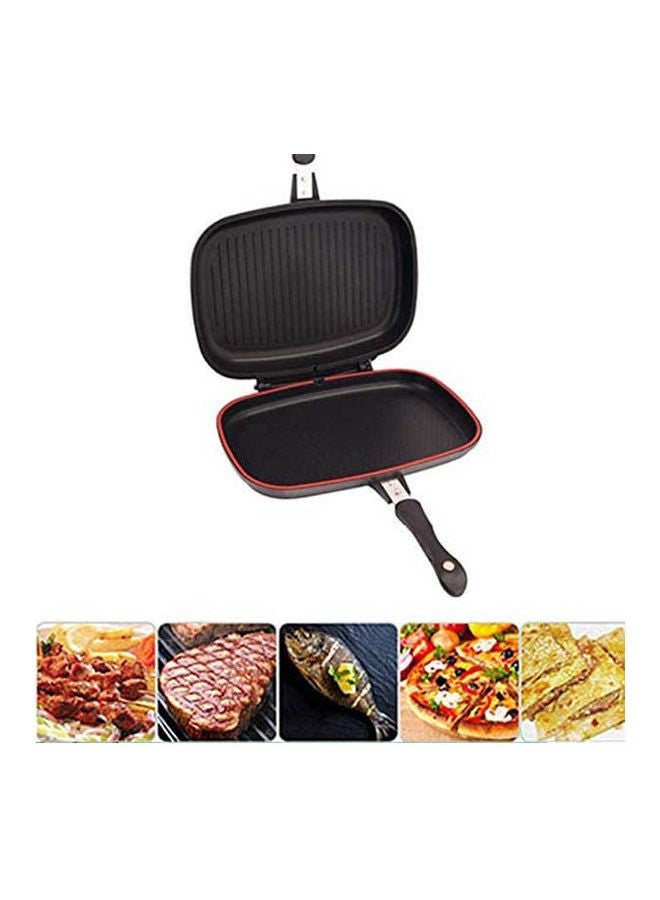 Aluminum Two-Sided Double Grill Non-Stick Pressure Pan Black 36cm