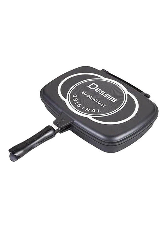 Aluminum Two-Sided Double Grill Non-Stick Pressure Pan Black 36cm