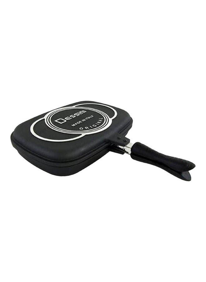 Aluminum Two-Sided Double Grill Non-Stick Pressure Pan Black 36cm