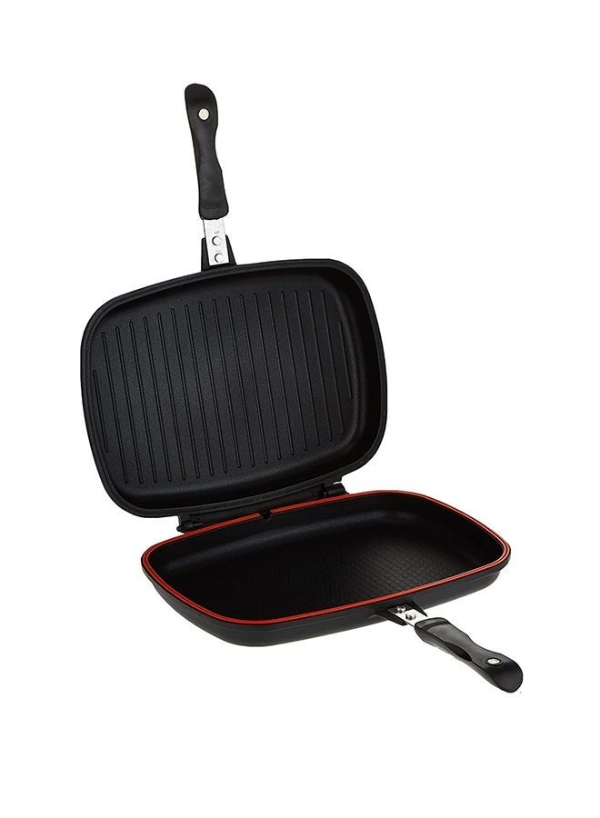 Double Sided Grill Pan Black/Silver/Red 40cm