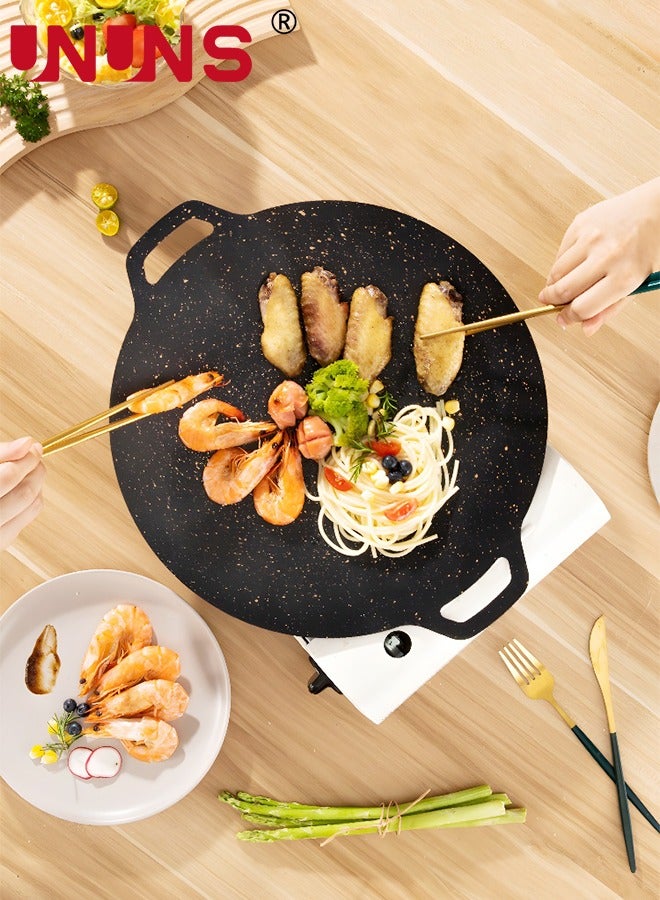 30cm Thickened BBQ Grill Pan,Grill Plate Barbecue Pan,Meat Roasting Pan Uncoated Nonstick Cookware for home Gas and outdoor stoves