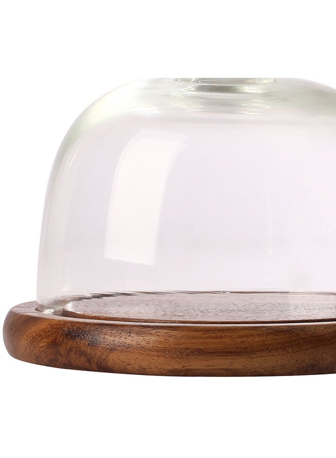 Wooden Butter And Cheese Dish With Glass Dome Brown/Clear Standard