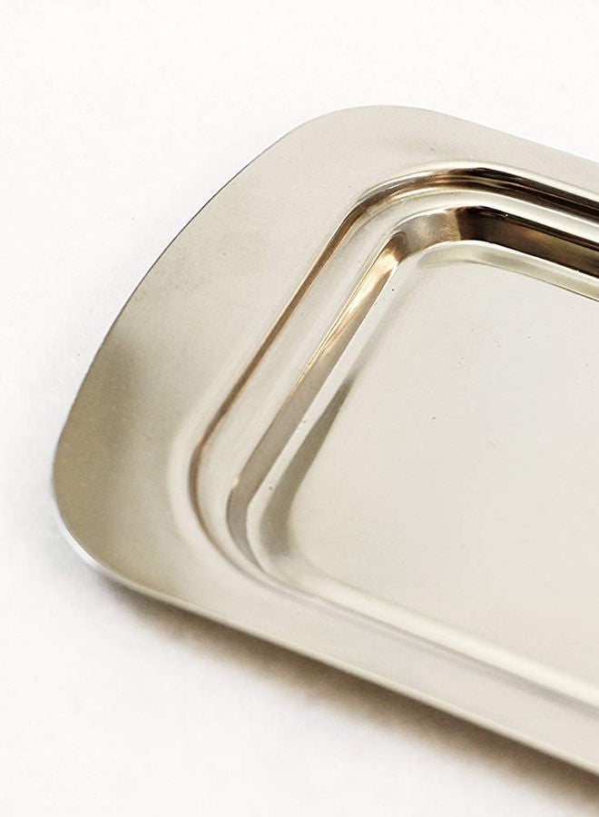 Butter Dish With Acrylic Lid Silver 18centimeter