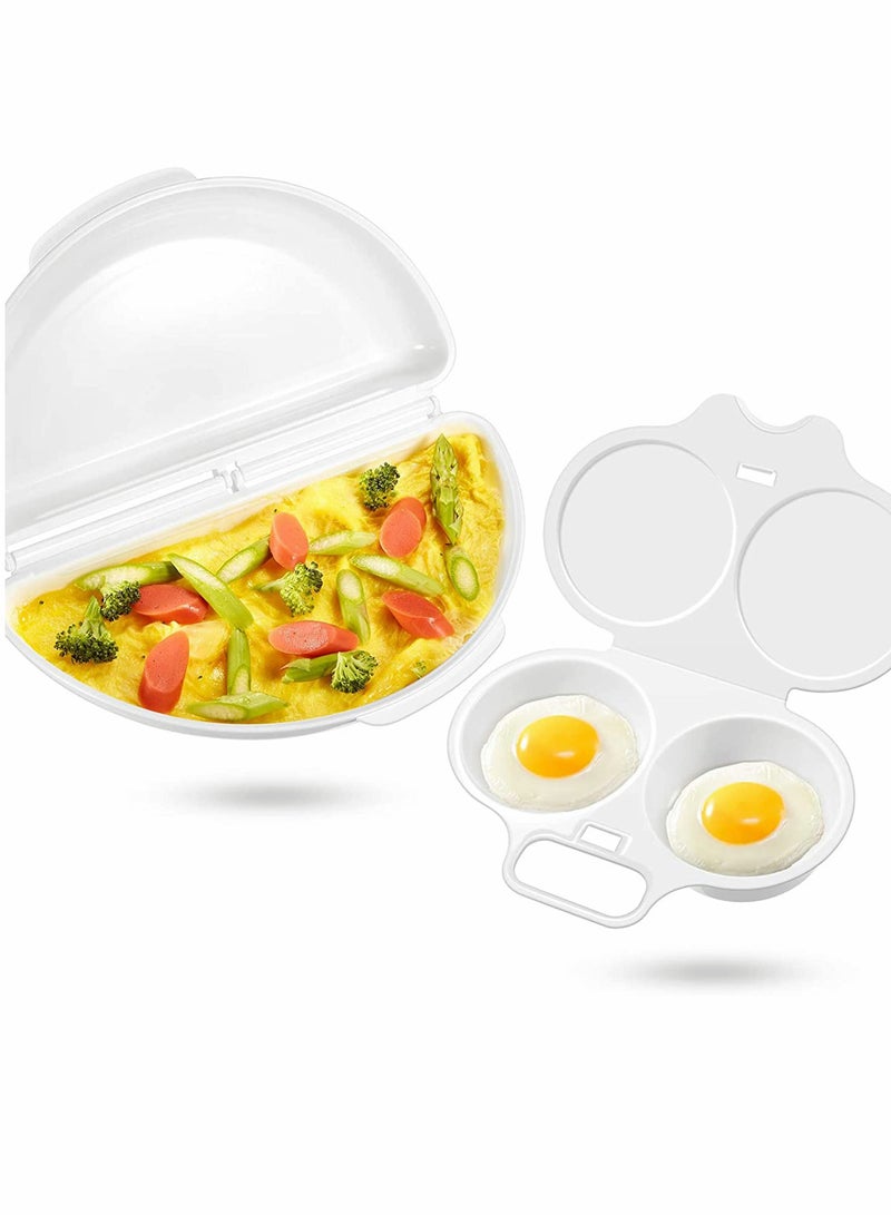 Egg Poacher and Omelet Pan for Microwave 2 Cavity for Perfect Poached Eggs Microwave Cookware Easy Eggs Set for Quick and Healthy Breakfast Dishwasher Safe Non-Stick Kitchen Essentials