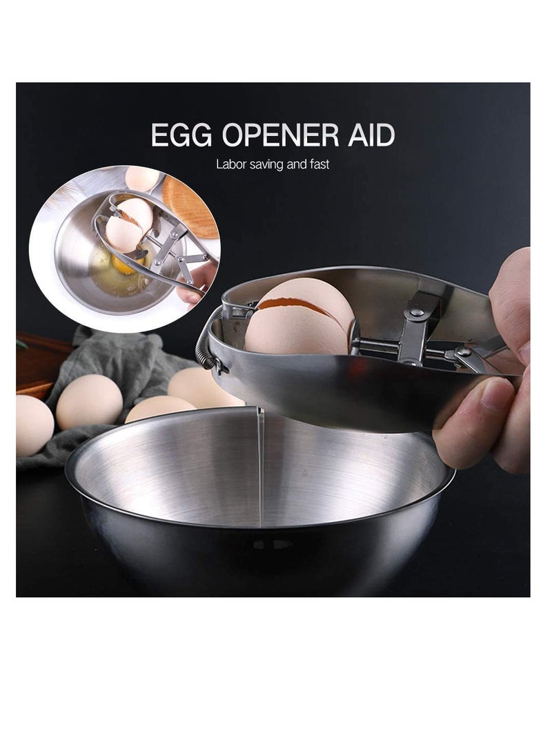 Stainless Steel Egg Opener Egg Scissors Cracker Eggshell Cutter Kitchen Gadget Baking Tools Egg Cracker Topper Set for Soft Hard Boiled Eggs Shell Removal