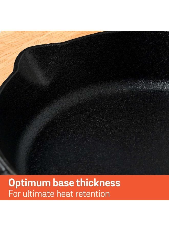 Meyer Cast Iron Skillets 22cm | Pre-seasoned Oven Safe Cookware | Indoor/Outdoor Use for Camping Induction Safe | Cast iron frying pan (Black)