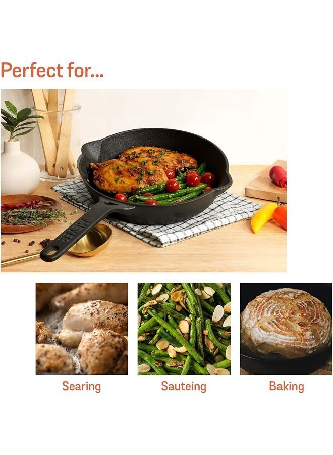 Meyer Cast Iron Skillets 22cm | Pre-seasoned Oven Safe Cookware | Indoor/Outdoor Use for Camping Induction Safe | Cast iron frying pan (Black)