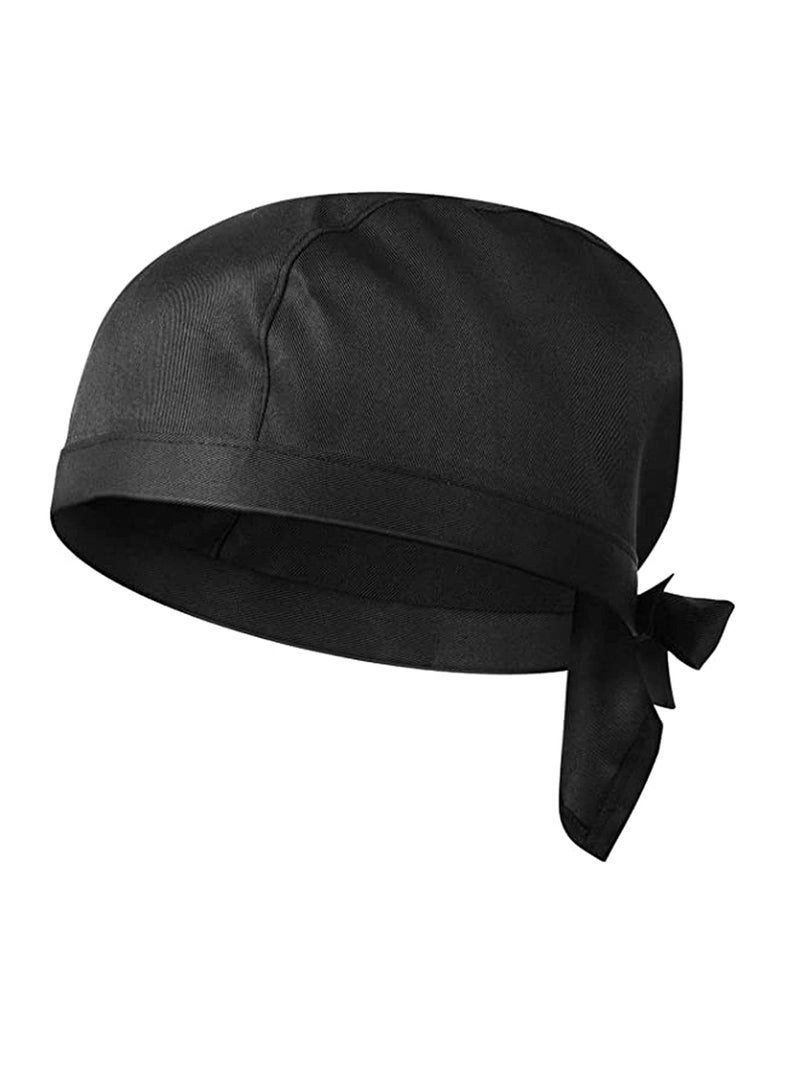 Chef Work Hat Waiter Uniform Lace Up Strap Cap Grill Barbecue Black Headdress Dustproof Cleaning for Women Men, Cooling Helmet Liner, Cooking & Outdoor Activities