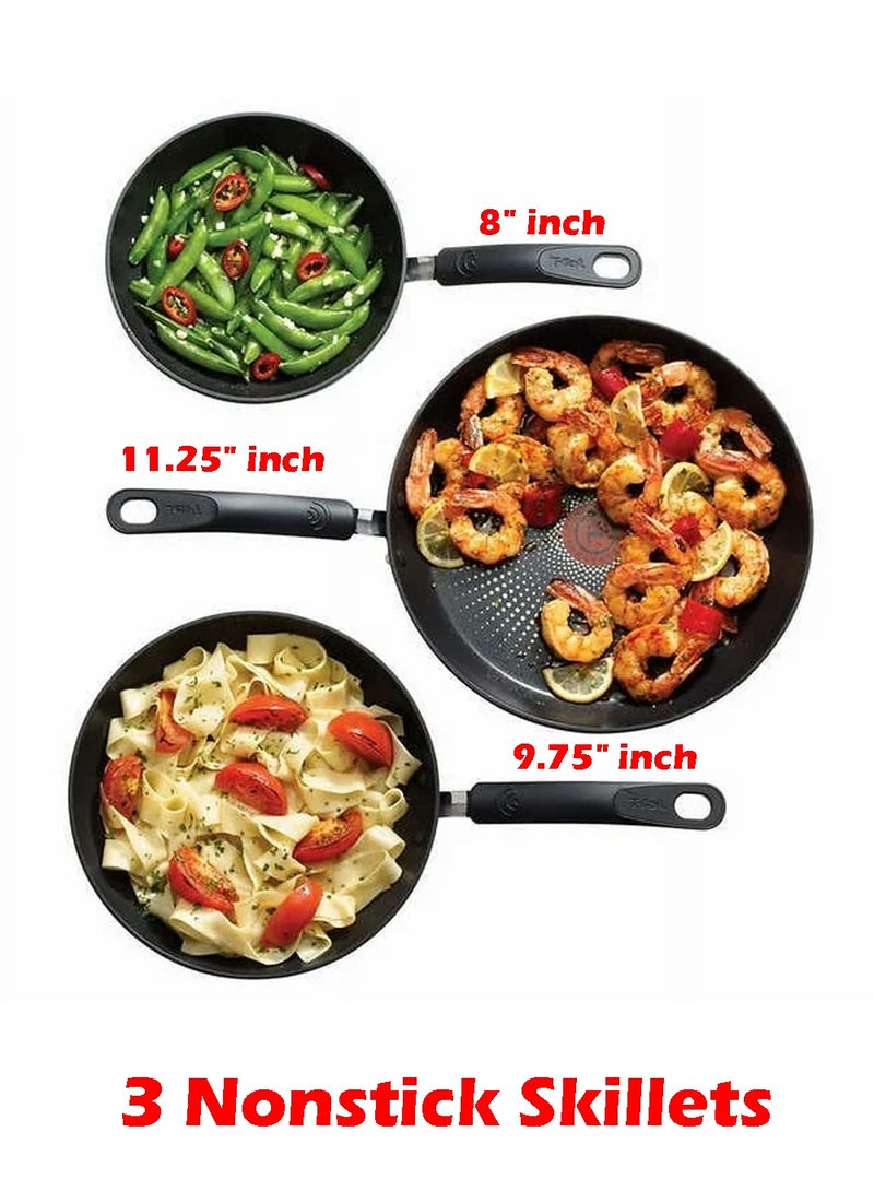 3-piece Fry Titanium Nonstick Skillet PFOA-Free - 8