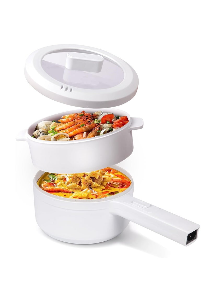 Non-Stick Pan 2L Mini Pot for Steak, Fried Rice, and More With Dual Power Adjustment and Steamer hotpot