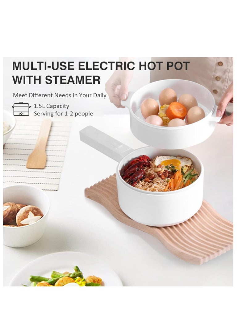 Non-Stick Pan 2L Mini Pot for Steak, Fried Rice, and More With Dual Power Adjustment and Steamer hotpot