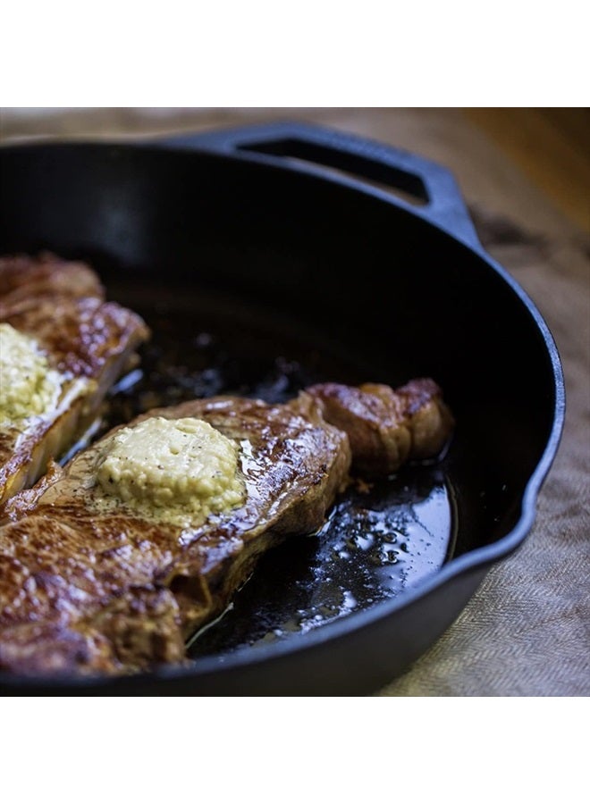 10.25 Inch Cast Iron Pre-Seasoned Skillet – Signature Teardrop Handle - Use in the Oven, on the Stove, on the Grill, or Over a Campfire, Black