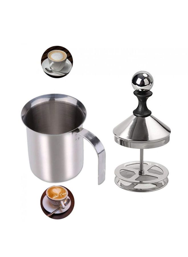 Manual Milk Frother Silver 8 x 7 x 6 centimeter Silver 8 x 7 x 6cm