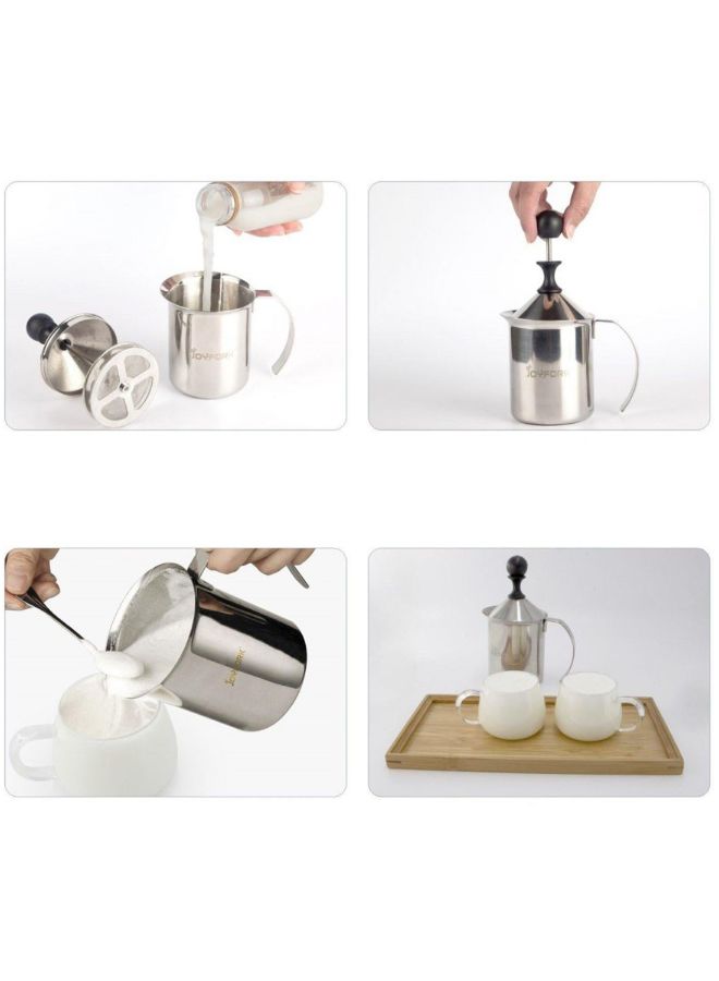 Manual Milk Frother Silver 8 x 7 x 6 centimeter Silver 8 x 7 x 6cm