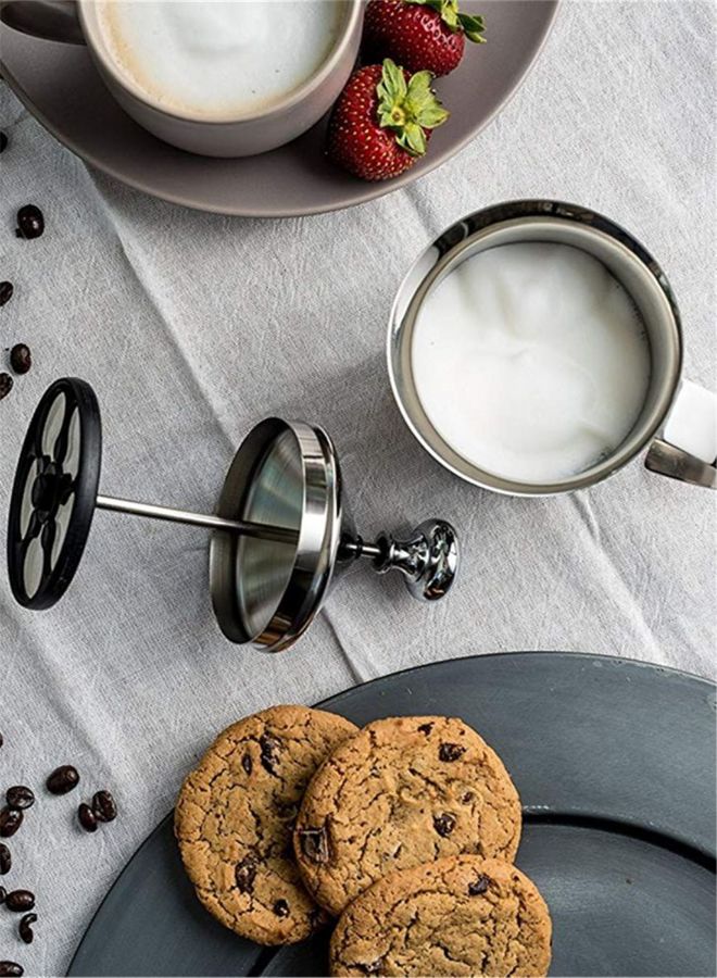 Manual Milk Frother Silver 8 x 7 x 6 centimeter Silver 8 x 7 x 6cm