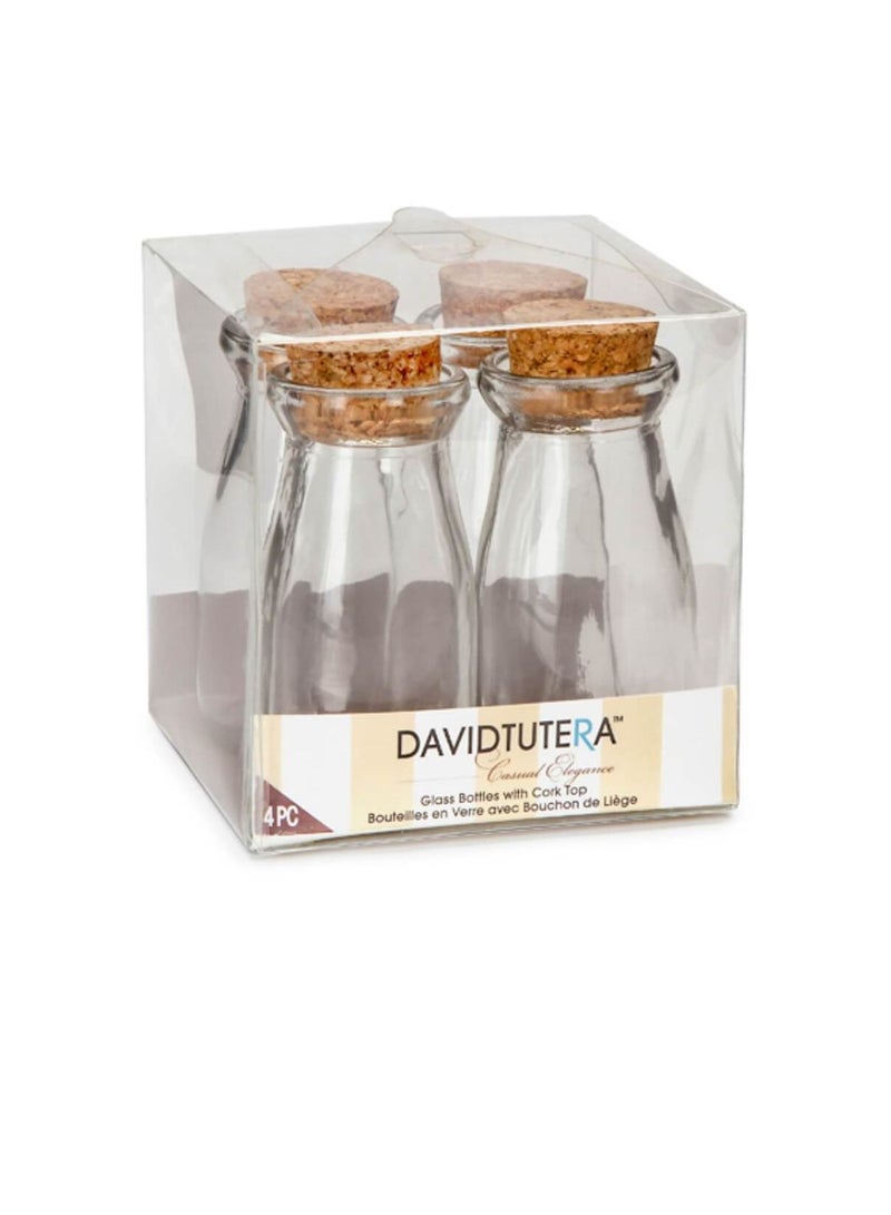 David Tutera Casual Elegance Glass Mini Milk Bottles with Cork 4 pieces