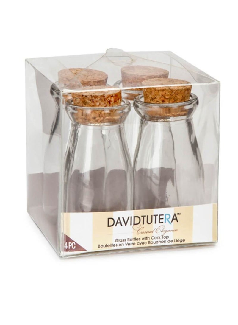 David Tutera Casual Elegance Glass Mini Milk Bottles with Cork 4 pieces