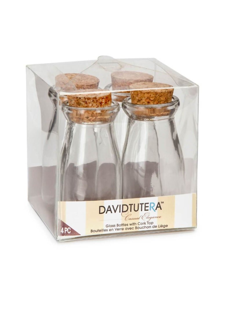 David Tutera Casual Elegance Glass Mini Milk Bottles with Cork 4 pieces