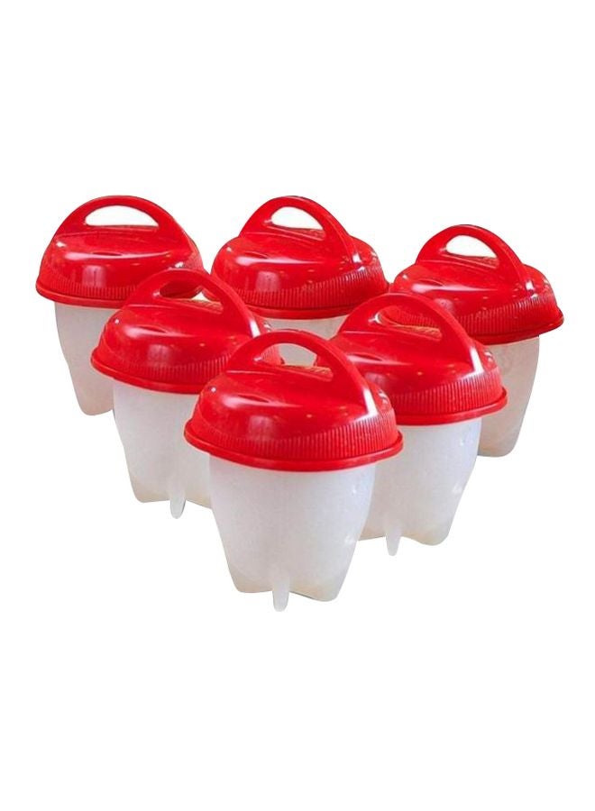 6-Piece Egg Boiler Mould Set Red