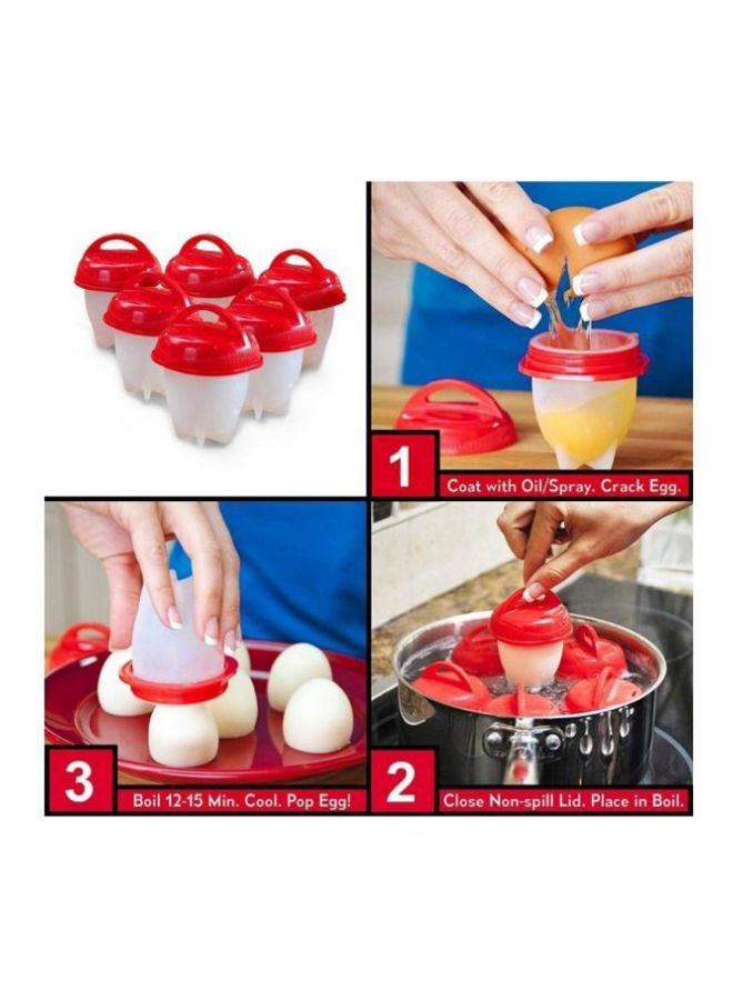 6-Piece Egg Boiler Mould Set Red
