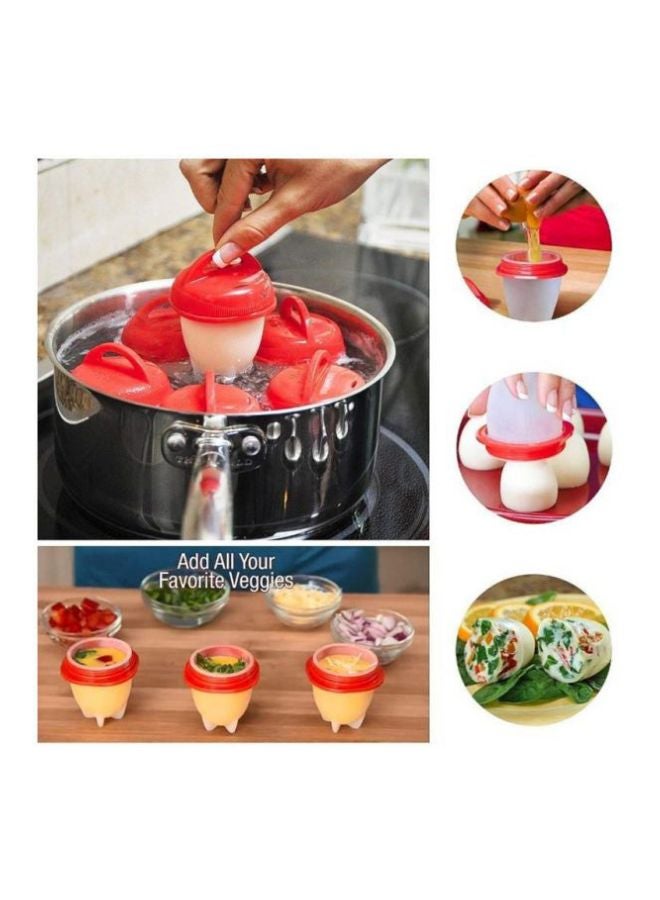 6-Piece Egg Boiler Mould Set Red