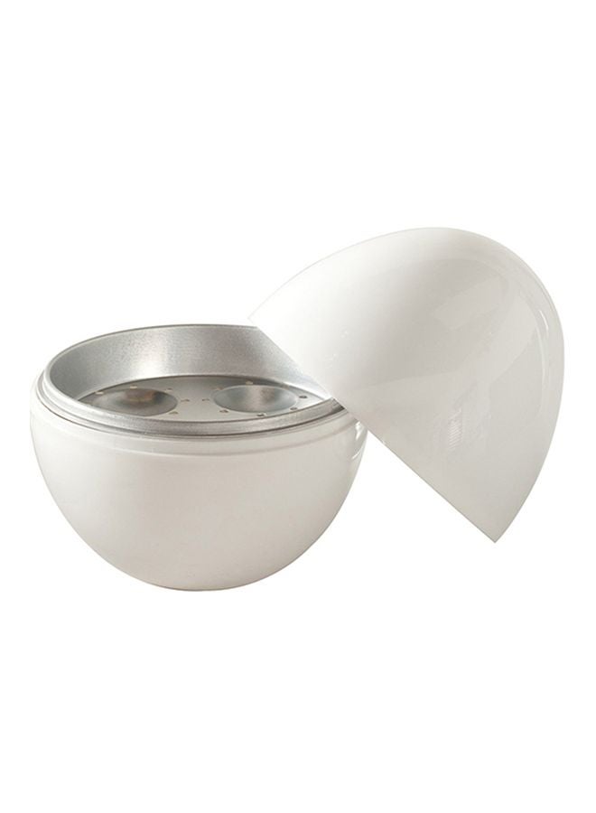 Ball Shaped Microwave Egg Boiler White/Silver 13.5x14x15.5cm