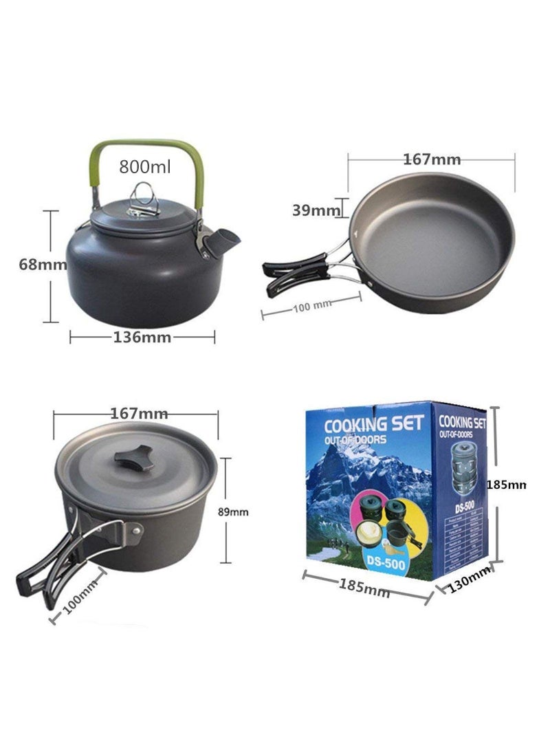 9Pcs Cookware Set Outdoor Camping Cooking Kit Portable Nonstick Lightweight Pans Cook Set with Bag