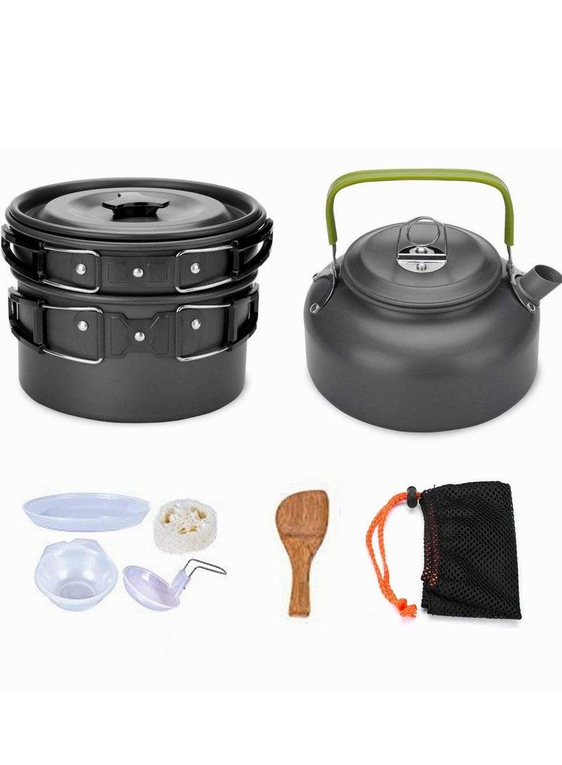 9Pcs Cookware Set Outdoor Camping Cooking Kit Portable Nonstick Lightweight Pans Cook Set with Bag