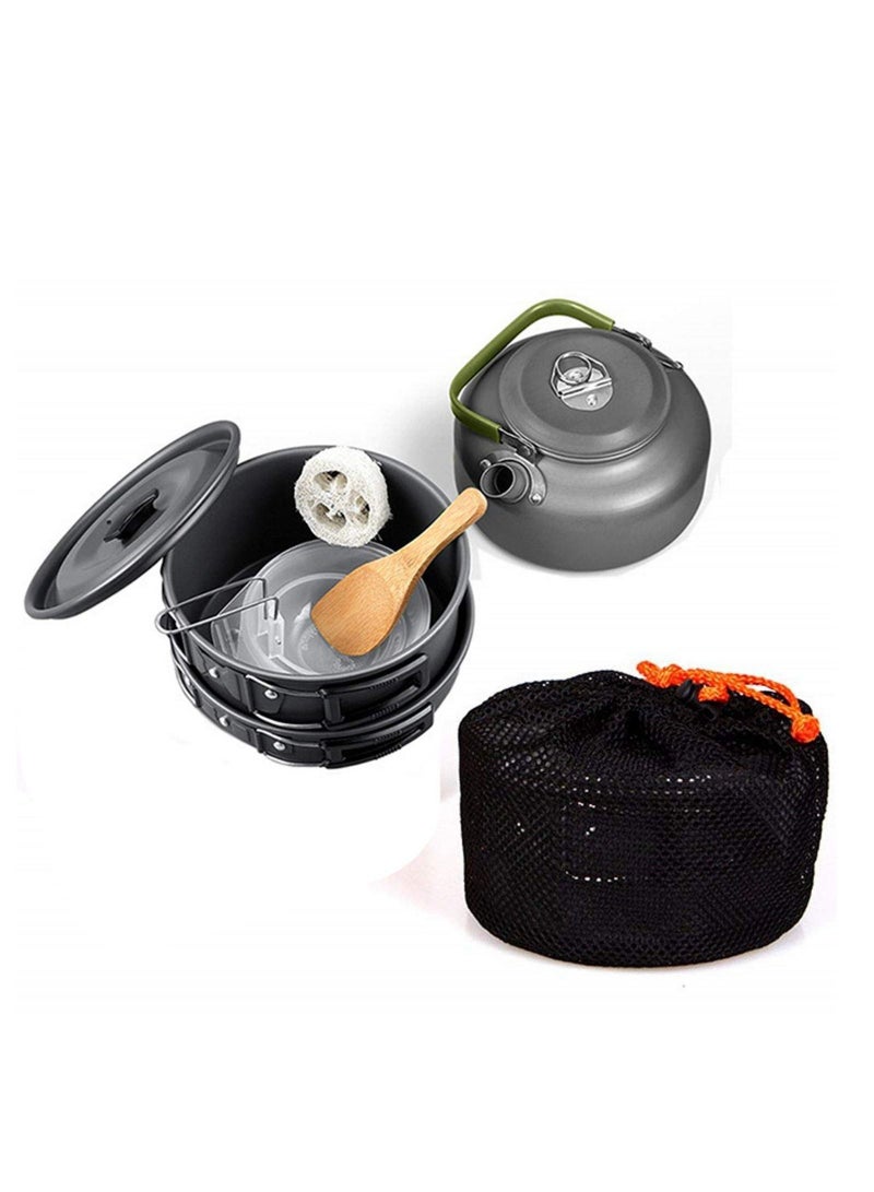 9Pcs Cookware Set Outdoor Camping Cooking Kit Portable Nonstick Lightweight Pans Cook Set with Bag