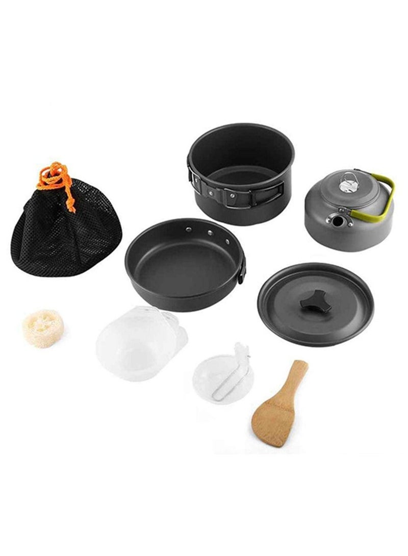 9Pcs Cookware Set Outdoor Camping Cooking Kit Portable Nonstick Lightweight Pans Cook Set with Bag