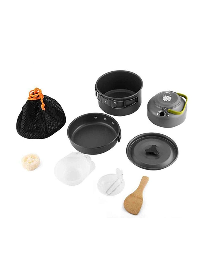 9Pcs Cookware Set Outdoor Camping Cooking Kit Portable Nonstick Lightweight Pans Cook Set with Bag