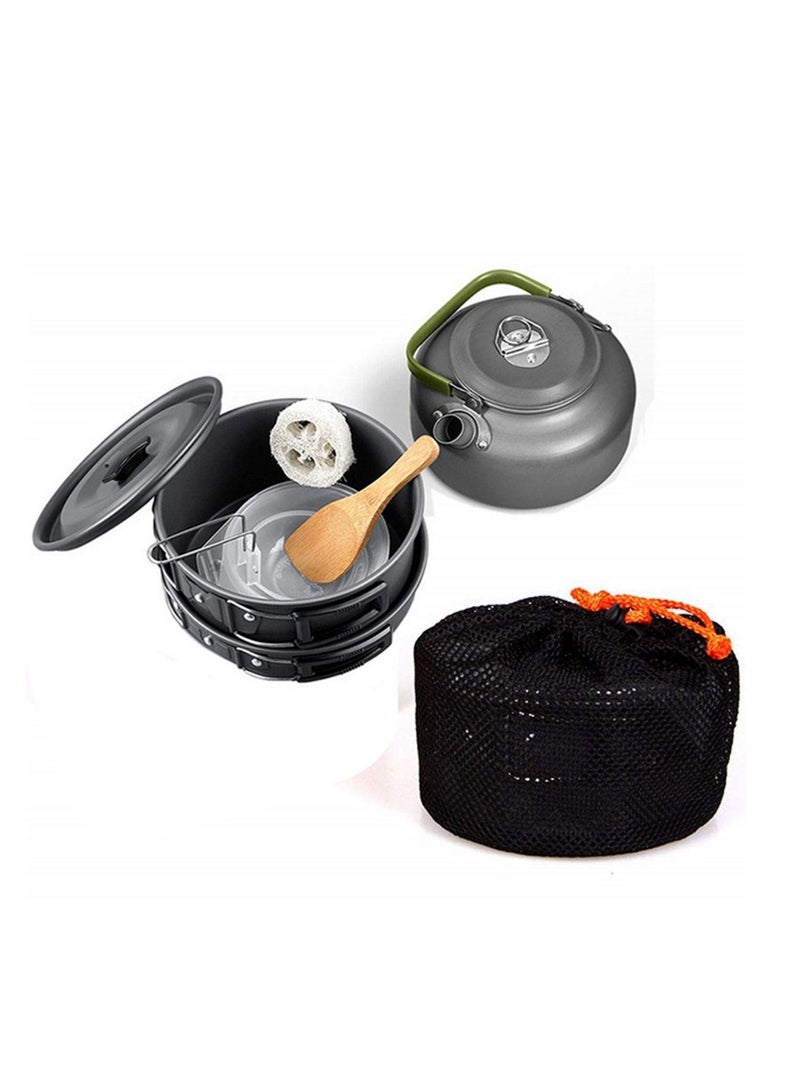 9Pcs Cookware Set Outdoor Camping Cooking Kit Portable Nonstick Lightweight Pans Cook Set with Bag