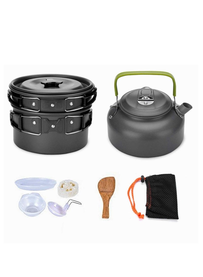 9Pcs Cookware Set Outdoor Camping Cooking Kit Portable Nonstick Lightweight Pans Cook Set with Bag