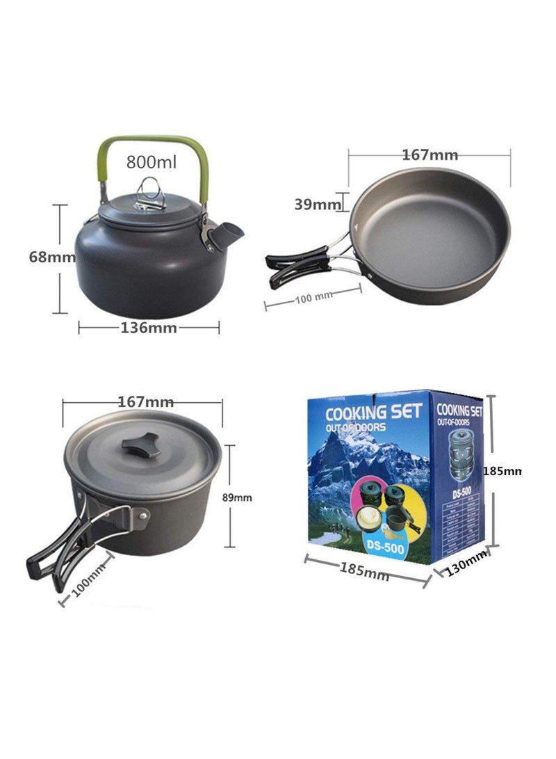 9Pcs Cookware Set Outdoor Camping Cooking Kit Portable Nonstick Lightweight Pans Cook Set with Bag