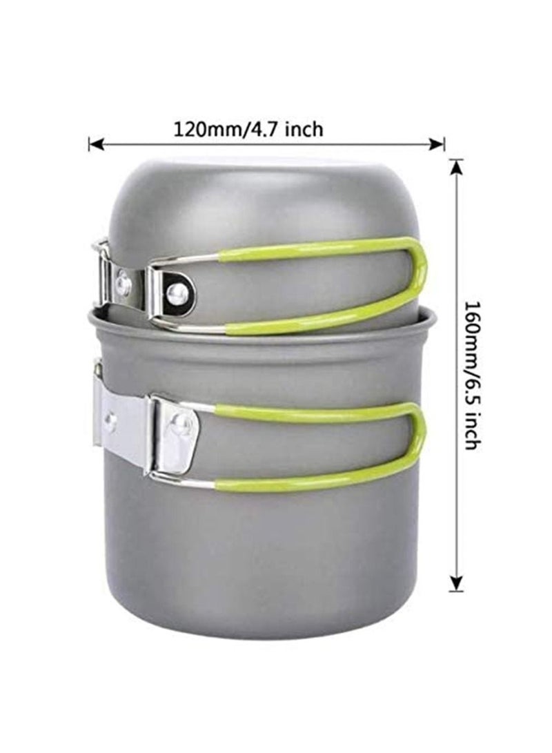 Convenient Type Camping Cookware Utensils Outdoor Pot Set Hiking Picnic Backpacking Camping Tableware Pot 1-2persons