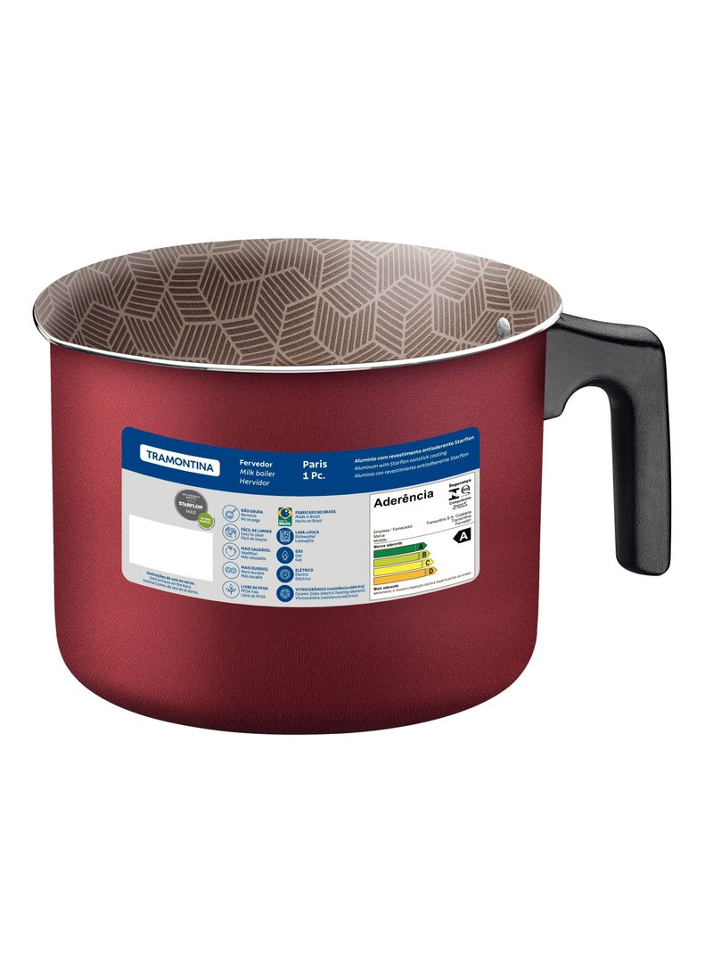 Since 1911,Made in Brazil- Paris 16cm 2.7L Red Aluminum Multipurpose Boiler with Interior and Exterior Starflon Max Red PFOA Free Nonstick Coating