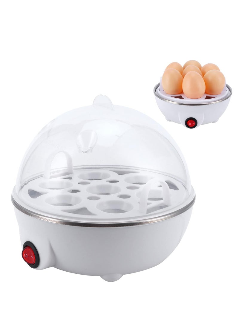 Household Electric Fast Eggs Boiler, Multifunctional Tool Mini Egg Steamer Poacher for Kitchen (White, Singel Layer, 7 Slots)