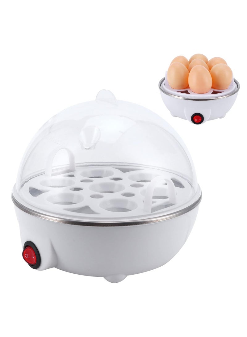 Household Electric Fast Eggs Boiler, Multifunctional Tool Mini Egg Steamer Poacher for Kitchen (White, Singel Layer, 7 Slots)