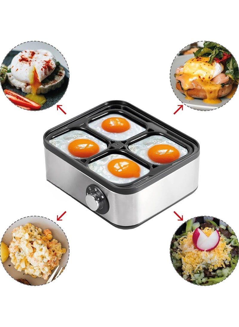Efficient 400W Electric Egg Boiler: Cooks Up to 8 Eggs Perfectly for Kids and Family Meals, Features Stainless Steel Construction and Precise Timer Functionality