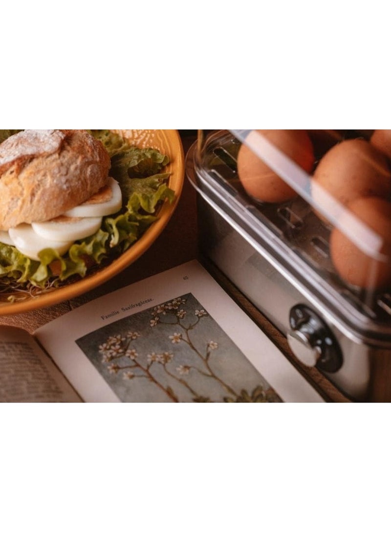 Efficient 400W Electric Egg Boiler: Cooks Up to 8 Eggs Perfectly for Kids and Family Meals, Features Stainless Steel Construction and Precise Timer Functionality