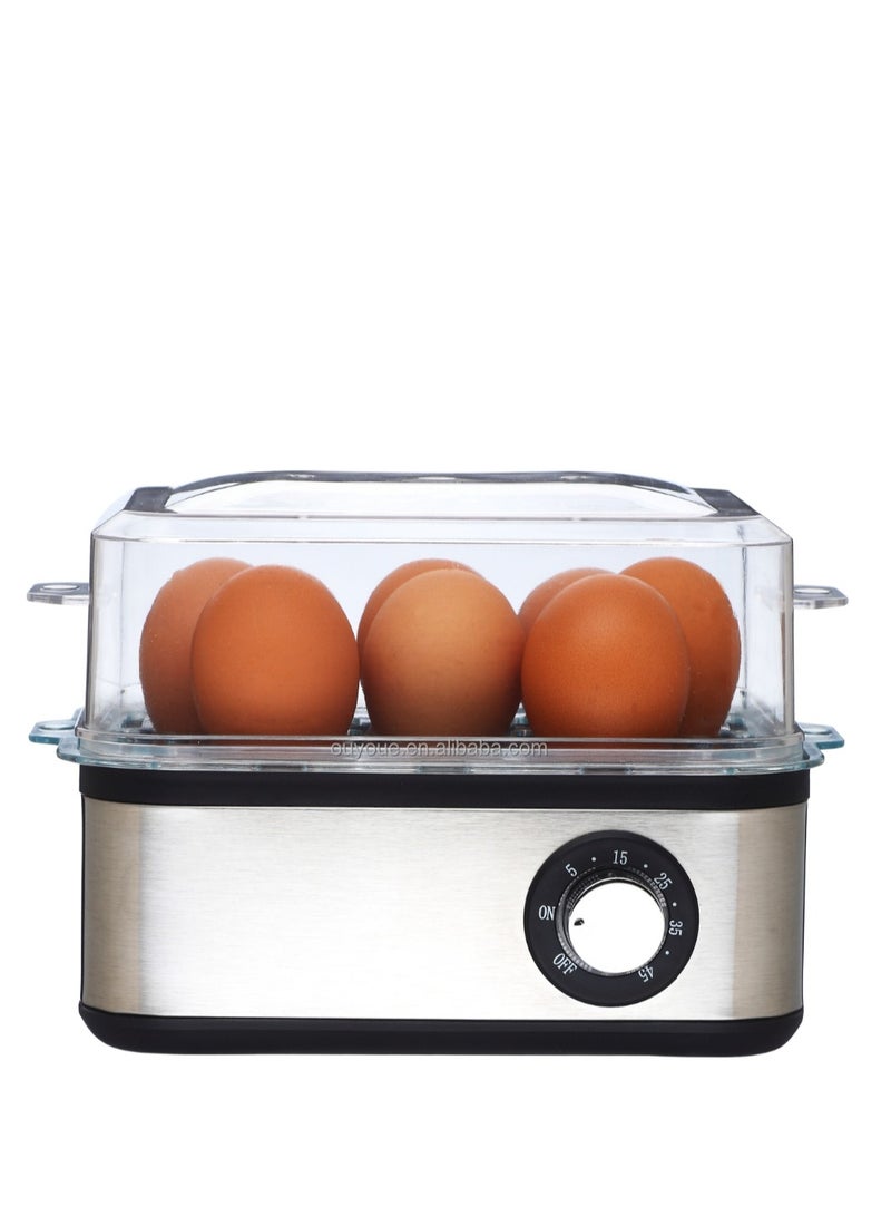 Efficient 400W Electric Egg Boiler: Cooks Up to 8 Eggs Perfectly for Kids and Family Meals, Features Stainless Steel Construction and Precise Timer Functionality
