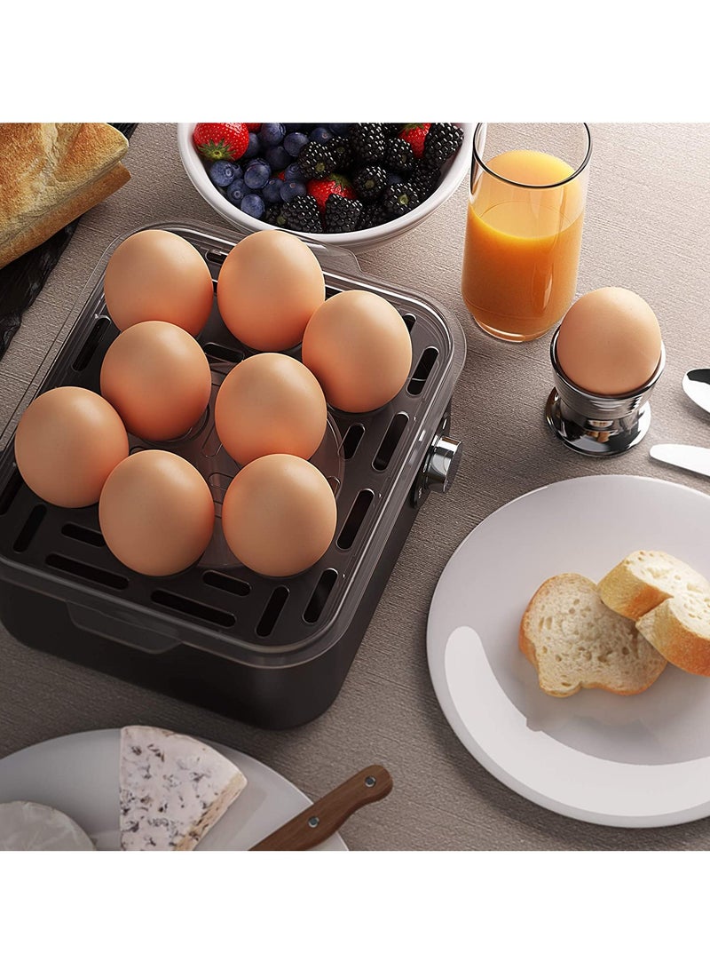 Efficient 400W Electric Egg Boiler: Cooks Up to 8 Eggs Perfectly for Kids and Family Meals, Features Stainless Steel Construction and Precise Timer Functionality